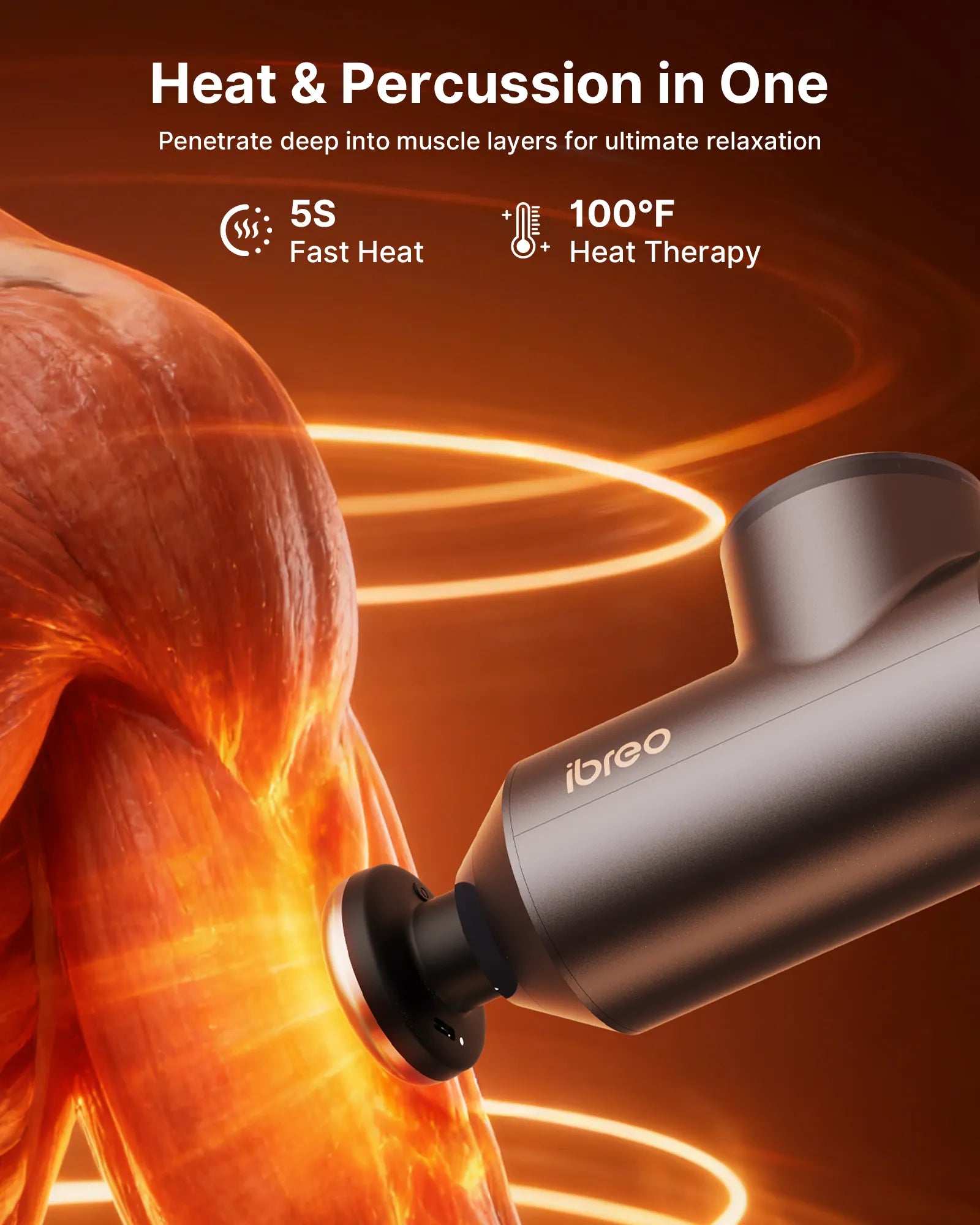 ibreo Surge Pro Deep Tissue Percussion Massage Gun with Heat